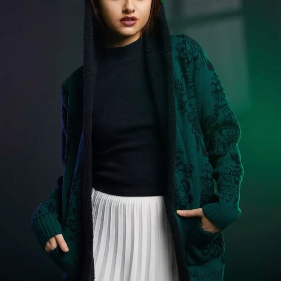 Her Universe Disney The Haunted Mansion Wallpaper Sherpa Open Cardigan - Picture 1 of 5